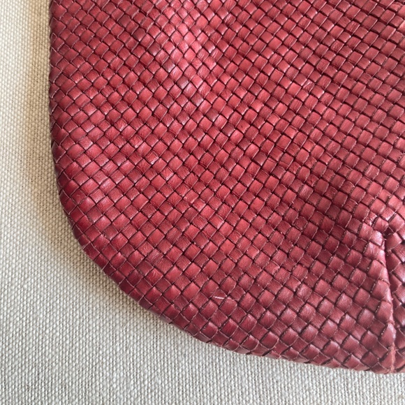 Clare V Woven Leather Hobo Crossbody in Wine - Picture 4 of 8